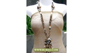 Layered Necklace Multi Beading With Stone Pendant